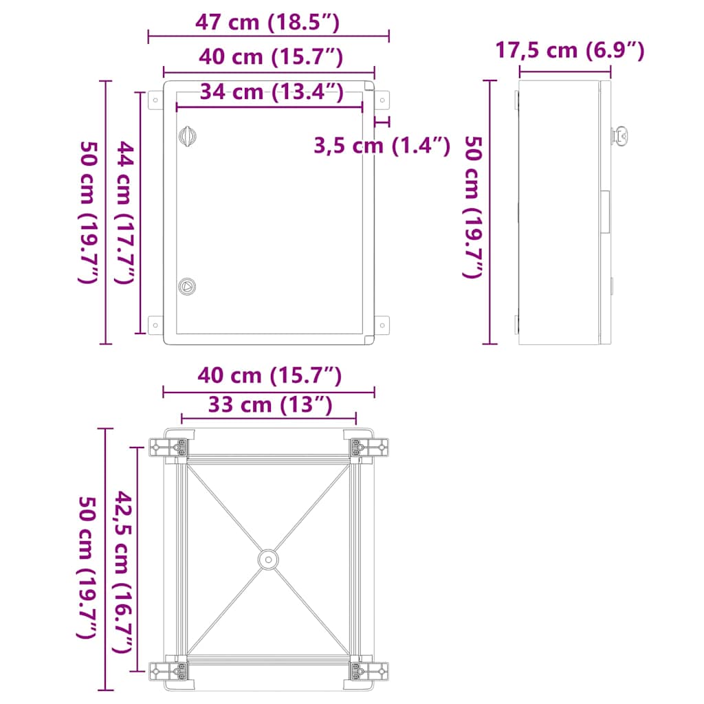 Ohjauskabinetti Harmaa 47 X 17,5 X 50 Cm Abs-Muovi