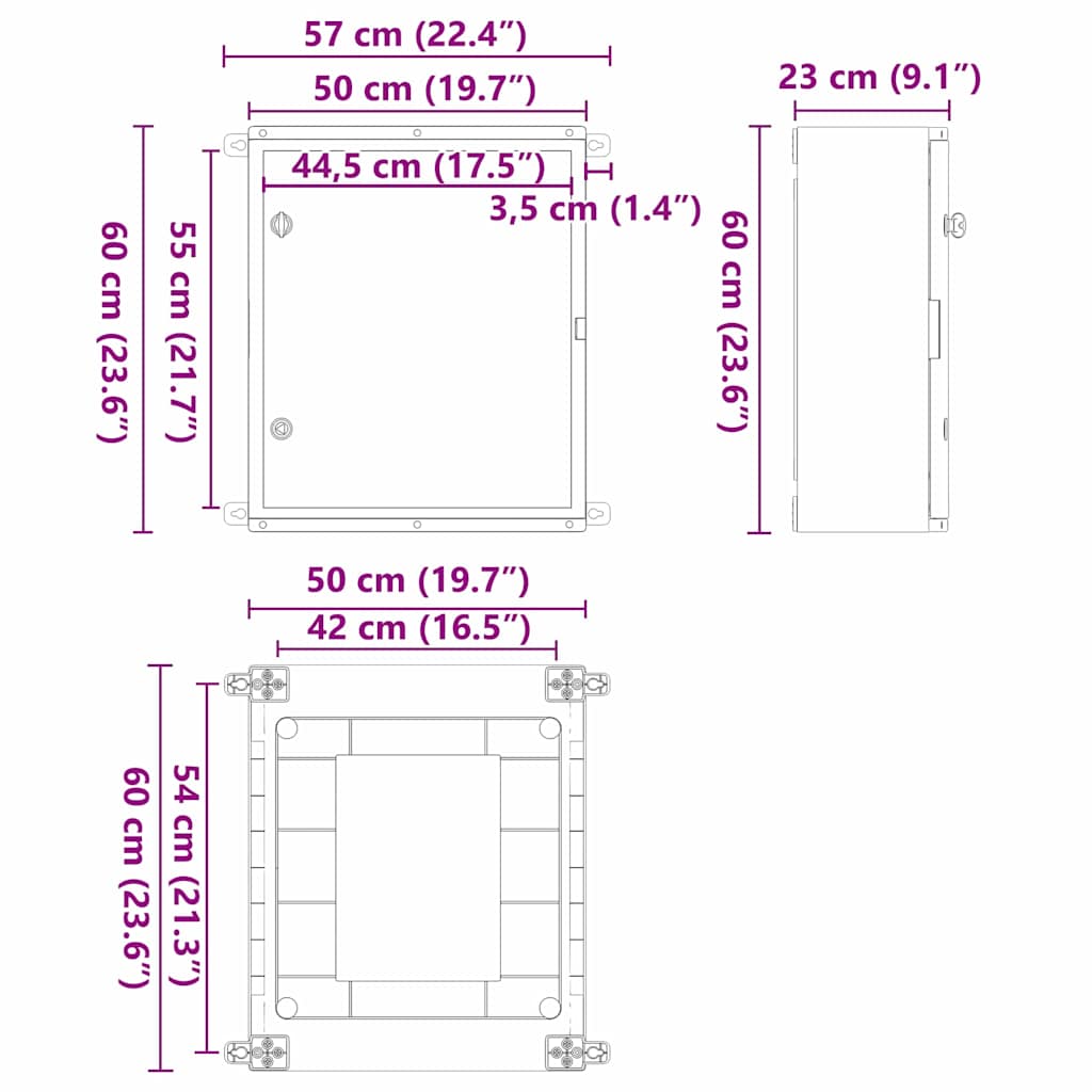 Ohjauskabinetti Harmaa 57 X 23 X 60 Cm Abs-Muovi