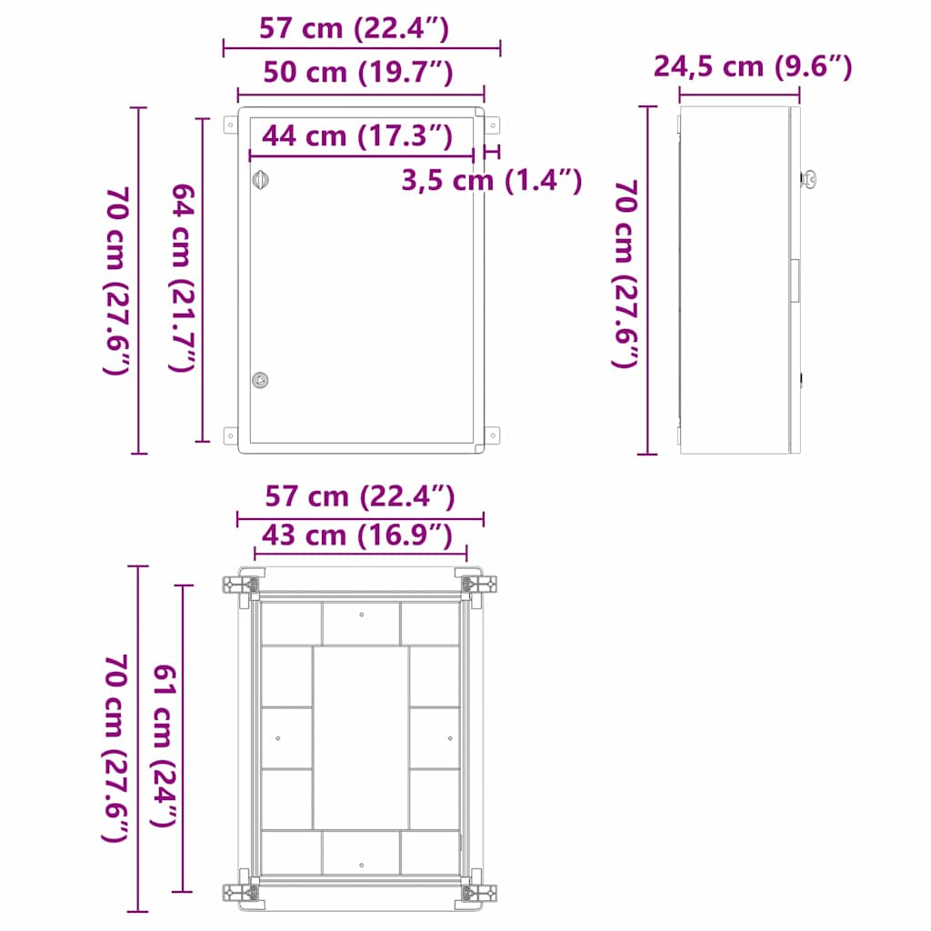 Ohjauskabinetti Harmaa 57 X 24,5 X 70 Cm Abs-Muovi