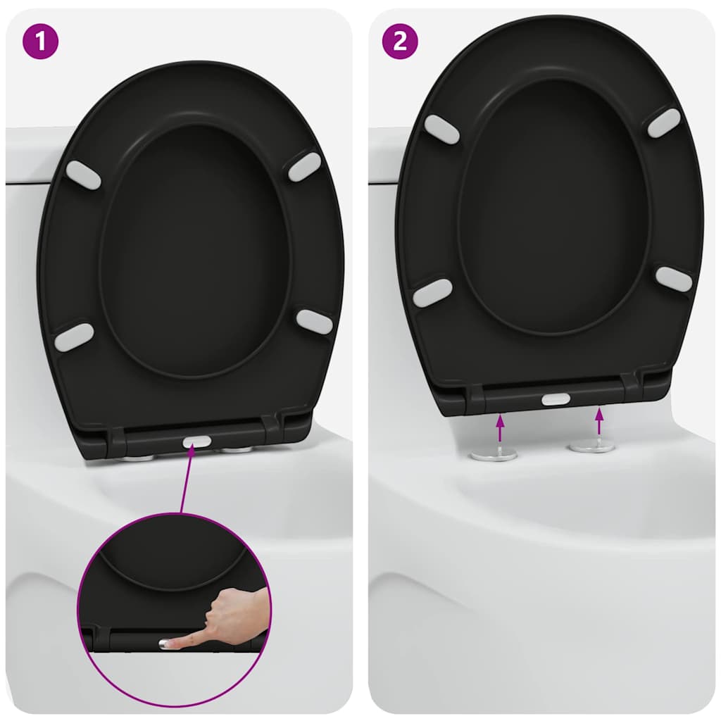 Wc-Istuin Musta 47 X 37 X 4 Cm Duroplast