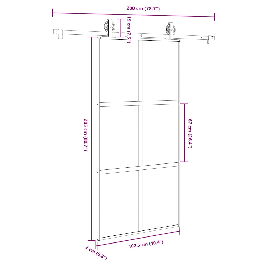 Liukuovi Laitteistosarjalla 102,5X205 Cm Karkaistu Lasi