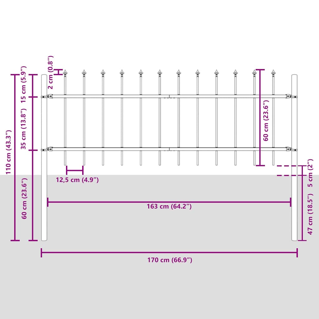 Puutarha-Aita 6 Pcs 10,2 X 0,6 M Jauhemaalattu Teräs