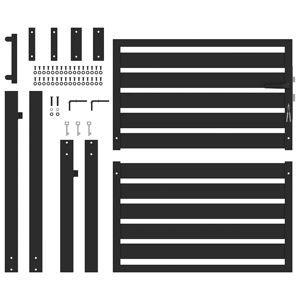 Puutarhanportti Lukittava Musta 100X100 Cm Alumiini