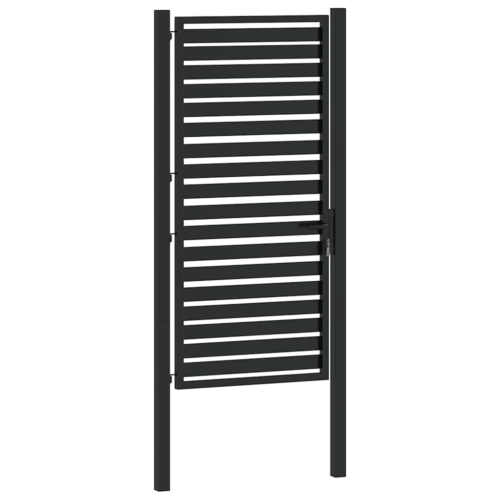 Puutarhanportti Lukittava Musta 100X180 Cm Alumiini