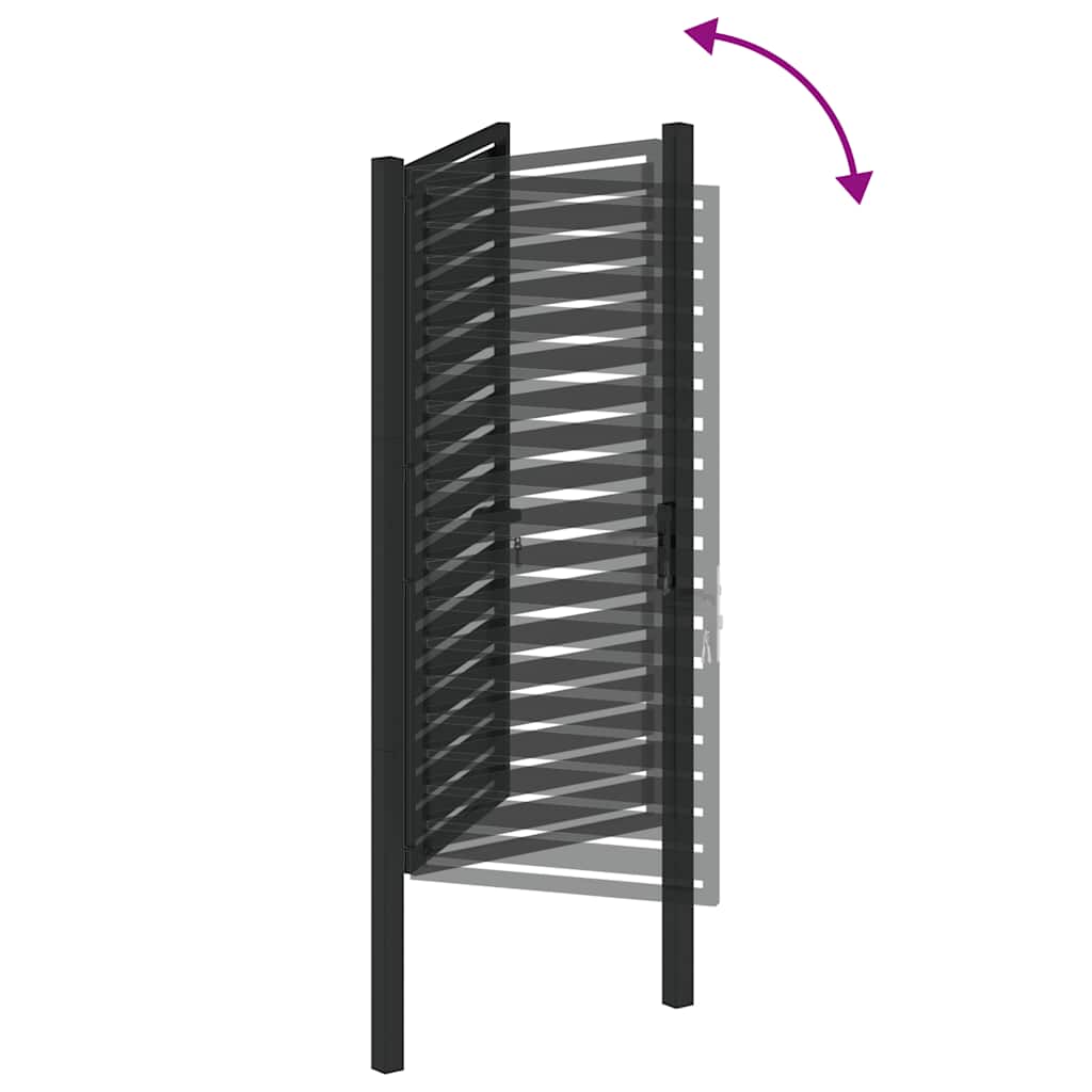 Puutarhanportti Lukittava Musta 100X180 Cm Alumiini
