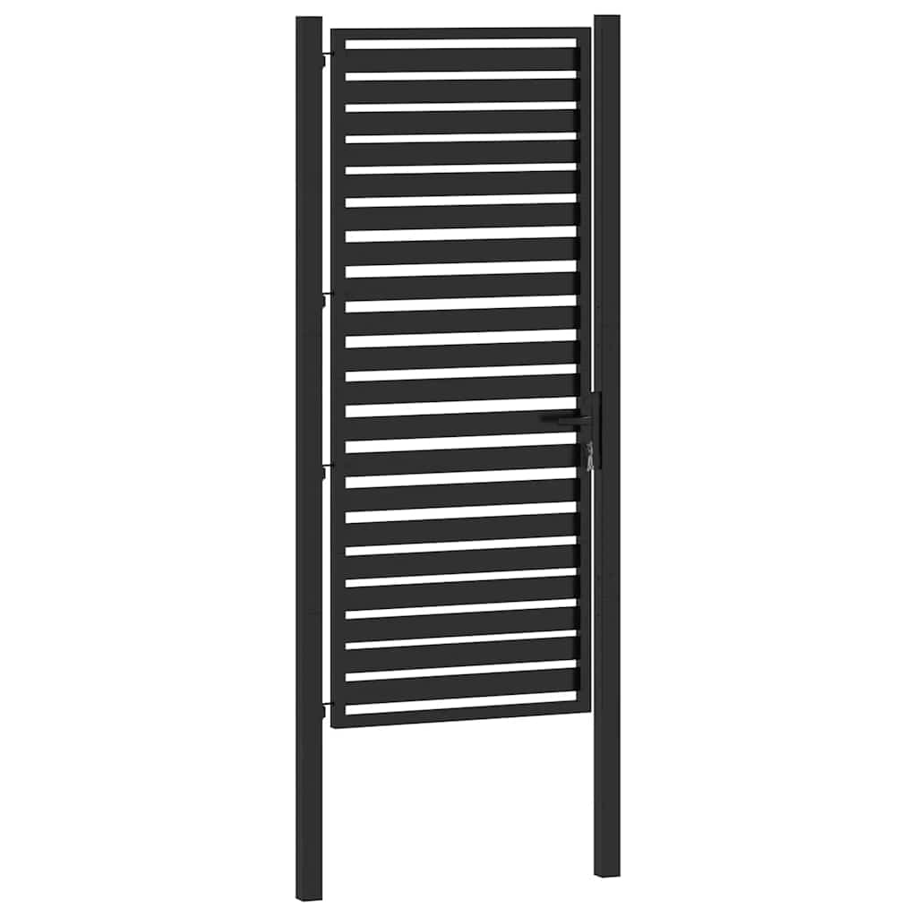Puutarhanportti Lukittava Musta 100X200 Cm Alumiini