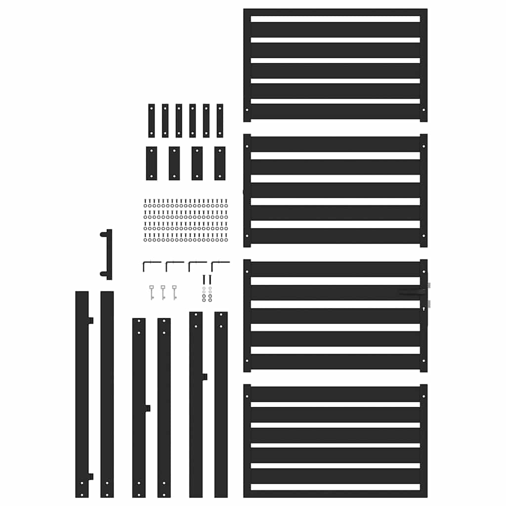 Puutarhanportti Lukittava Musta 100X200 Cm Alumiini