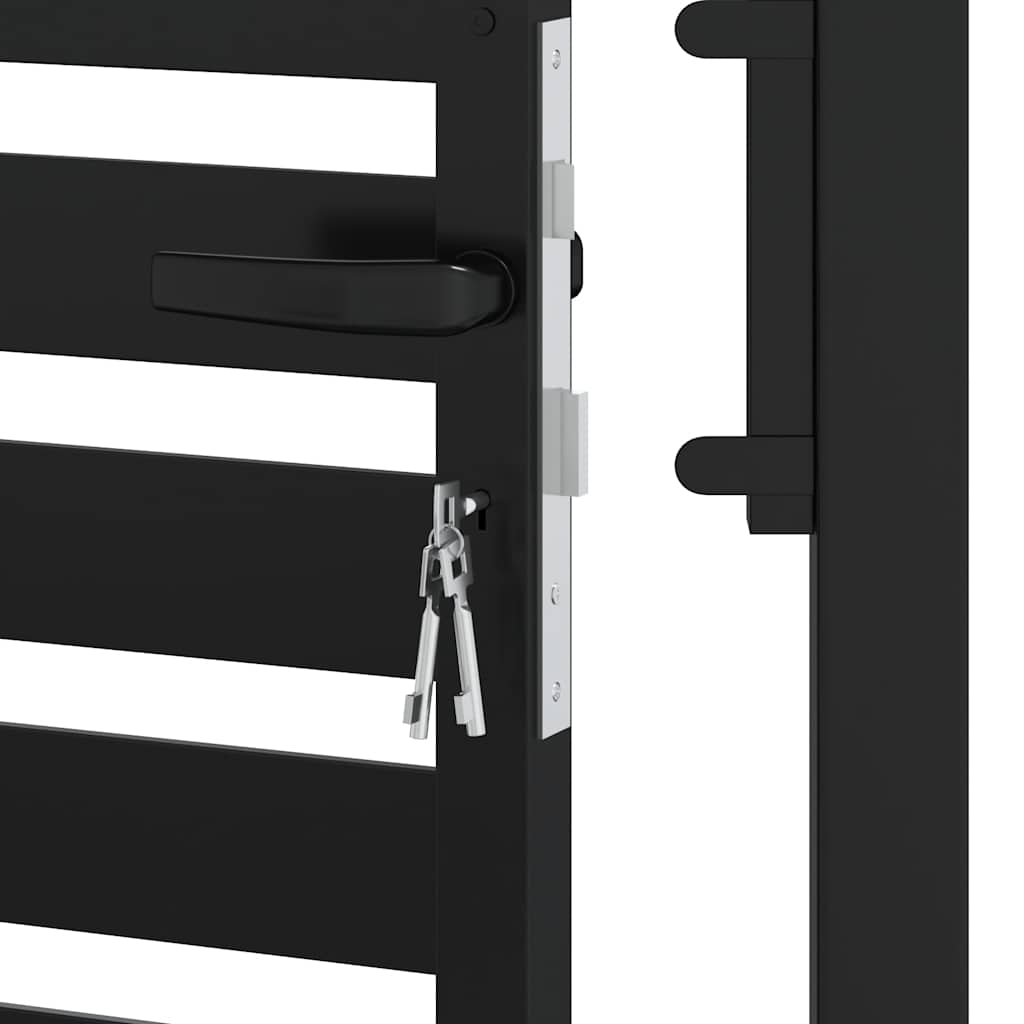 Puutarhanportti Lukittava Musta 100X200 Cm Alumiini