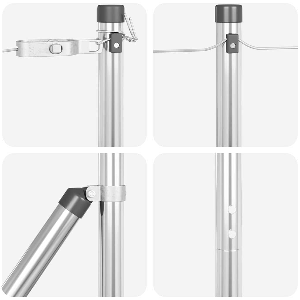 Aitauspylväs Betonipohjalla 7 Kpl Hopea Jauhemaalattu Teräs