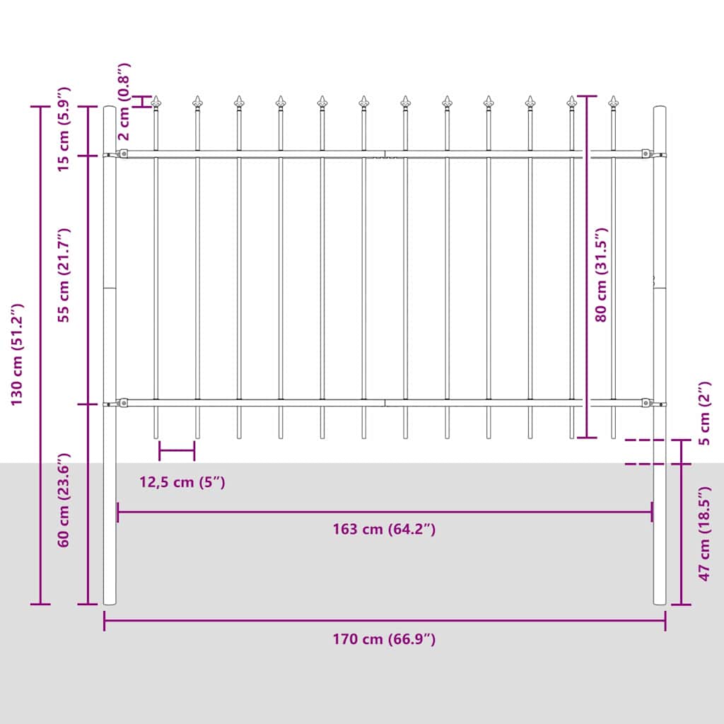 Puutarha-Aita Woerden Harmaa 1,7 X 0,8 M Jauhemaalattu Teräs