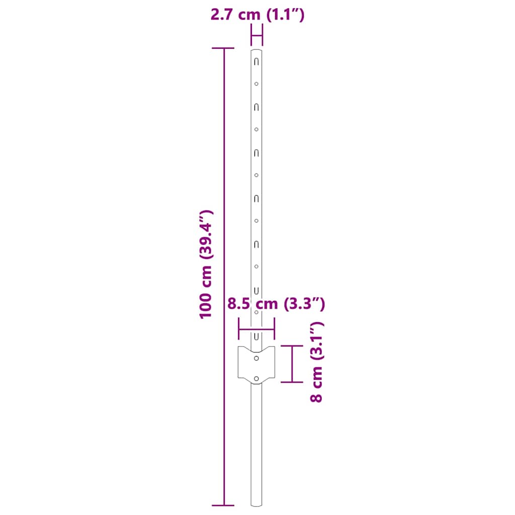 Upotettu Aitausapaja 11 Kpl Vihreä 100 Cm Jauhemaalattu Teräs