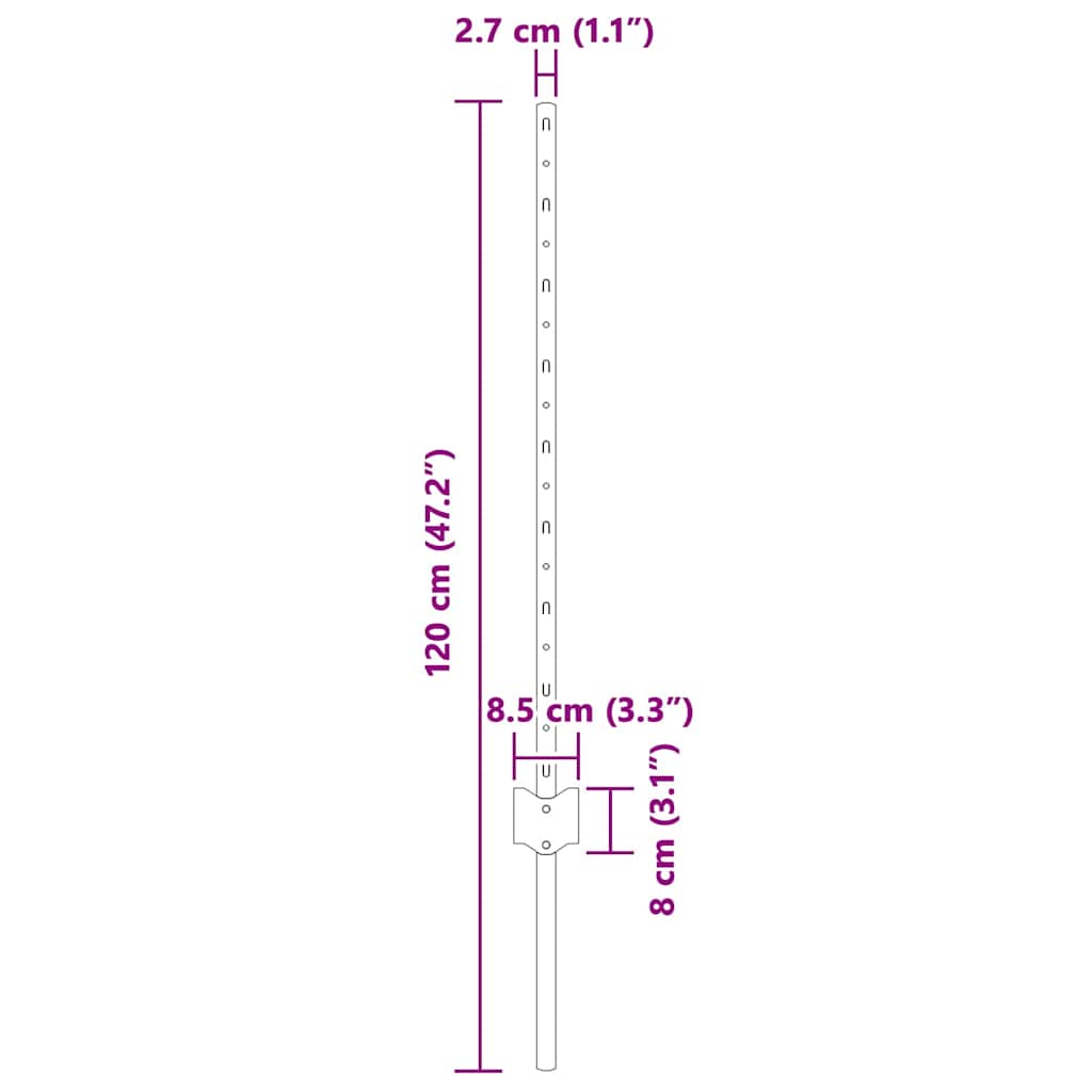 Upotettu Aitausapaja 5 Kpl Harmaa 120 Cm Jauhemaalattu Teräs