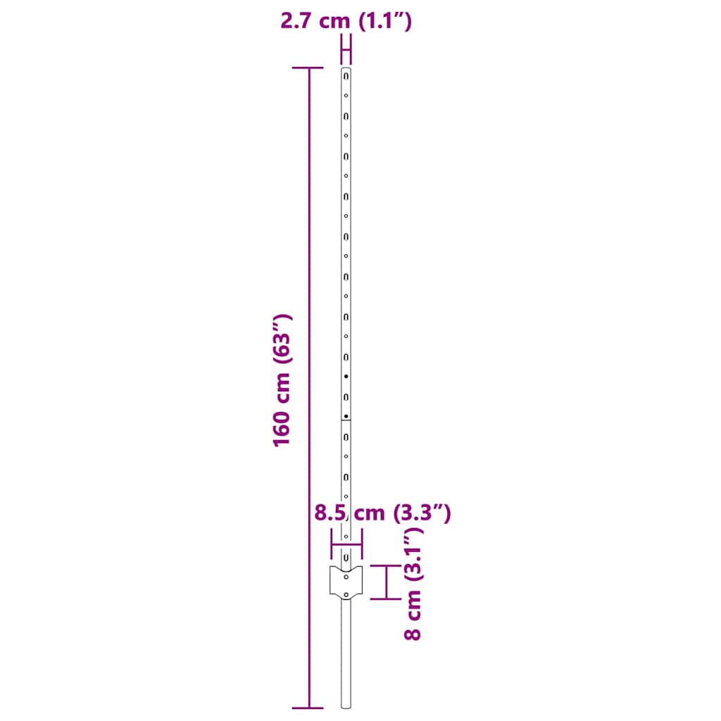 Upotettu Aitausapaja 11 Kpl Harmaa 160 Cm Jauhemaalattu Teräs