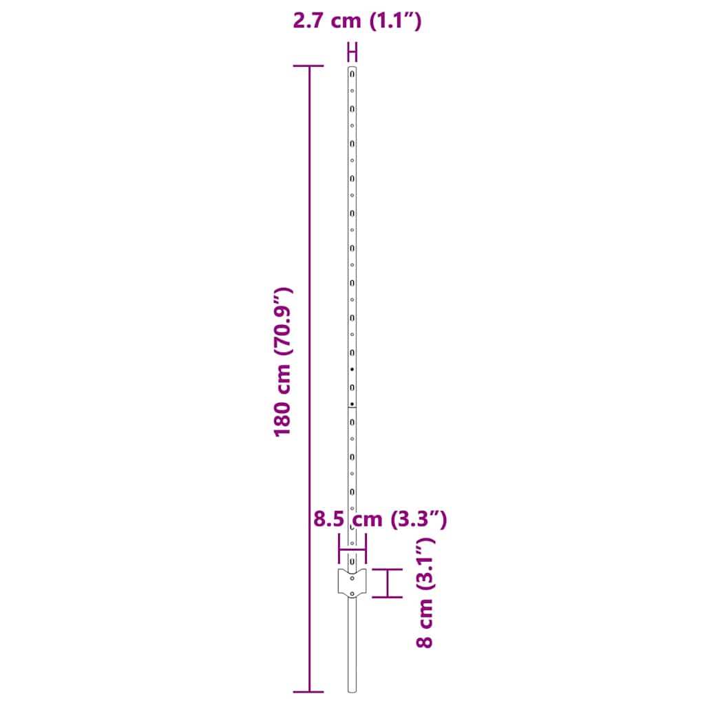 Upotettu Aitausapaja 5 Kpl Harmaa 180 Cm Jauhemaalattu Teräs