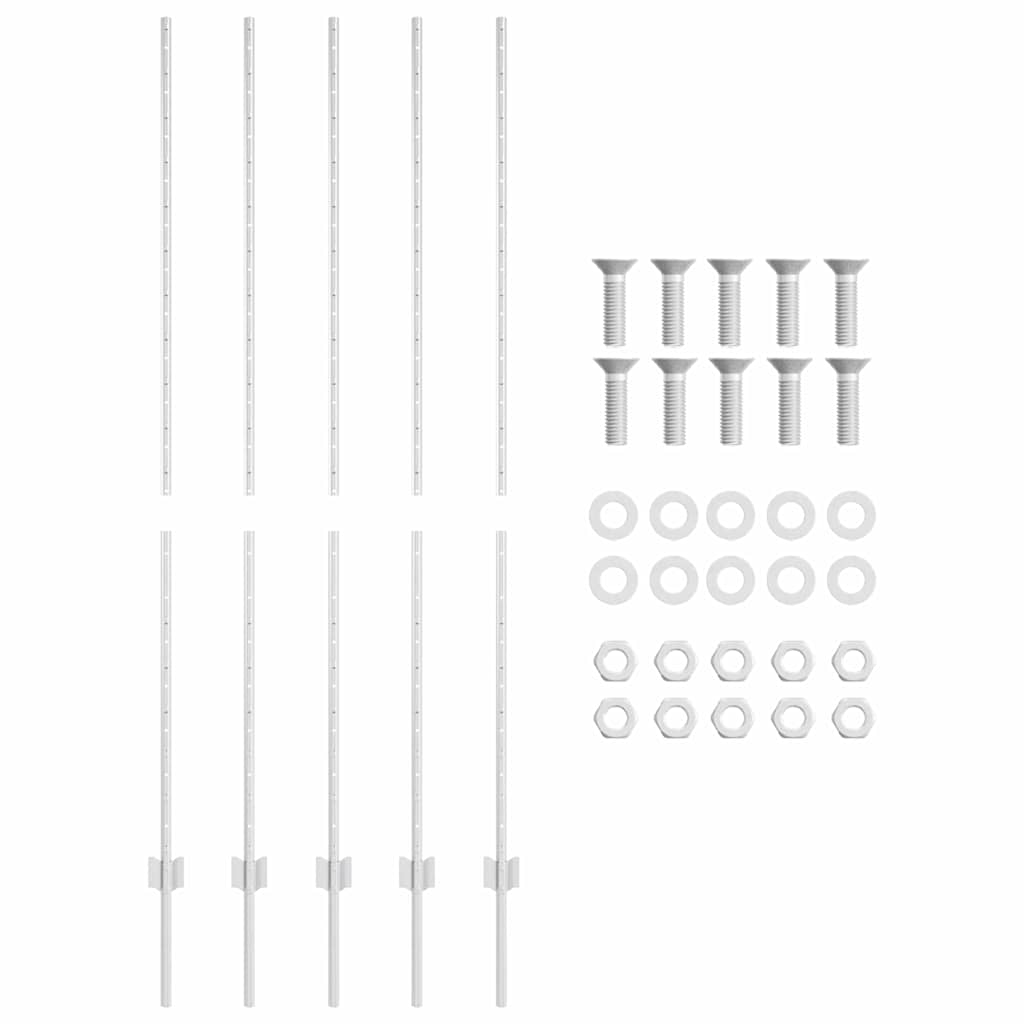 Upotettu Aitausapaja 5 Kpl Hopea 200 Cm Jauhemaalattu Teräs