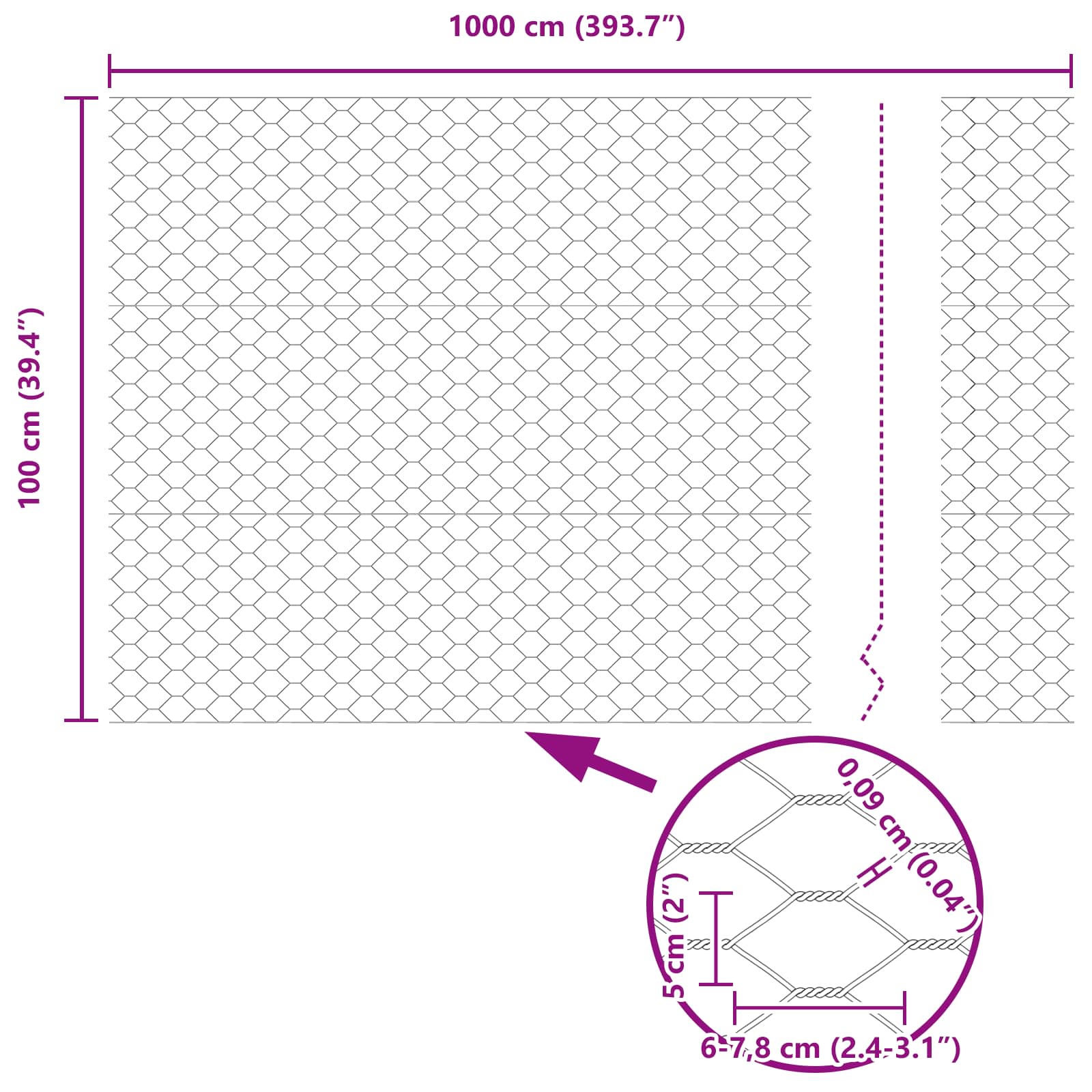 Kuusikulmainen Aita Vihreä 1 X 10 M Polyvinyylikloridi