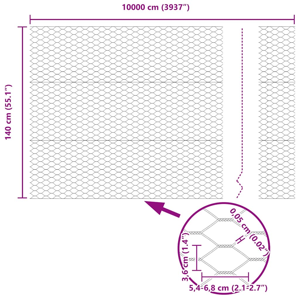 Kuusikulmainen Aita Hopea 1,4 X 100 M Galvanoitu Teräs