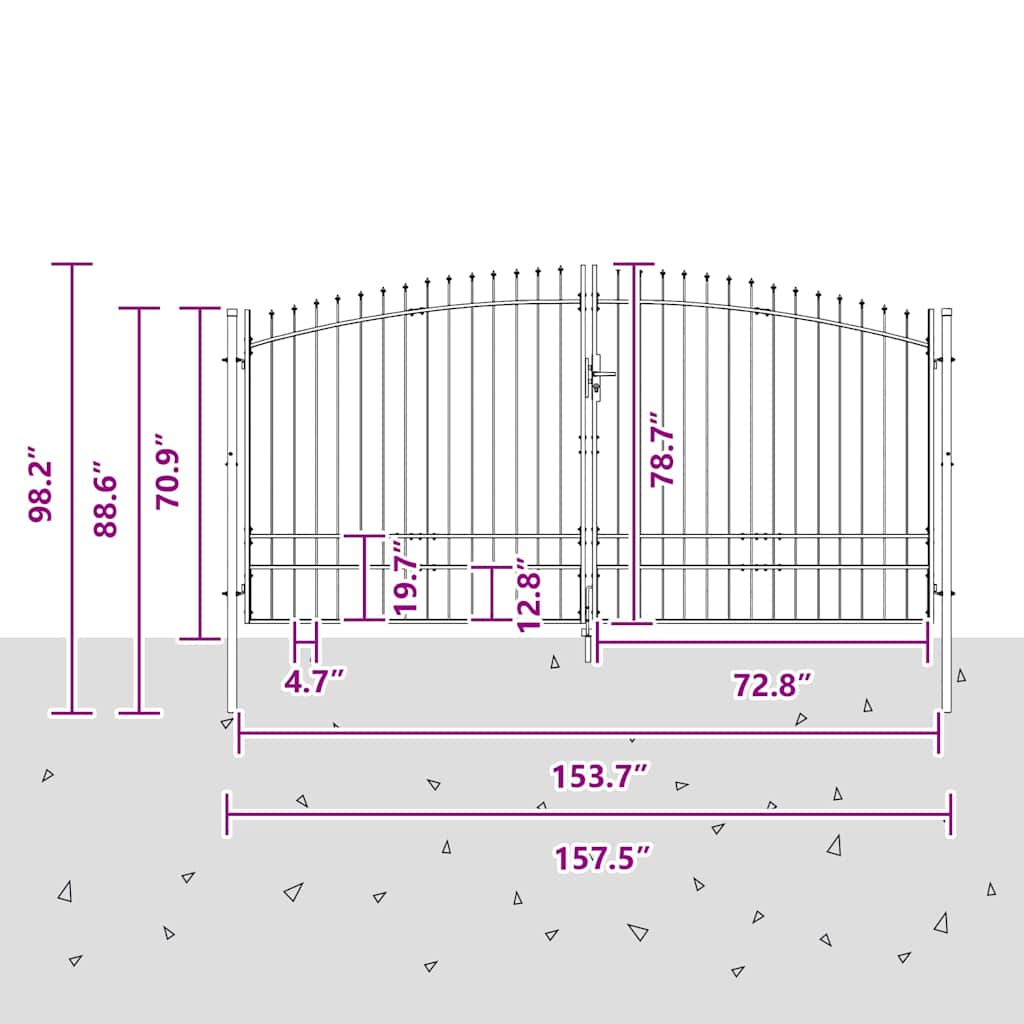 Kaksiosainen Portti Lukkoon Woerden Harmaa 400 X 249,5 Cm Teräs