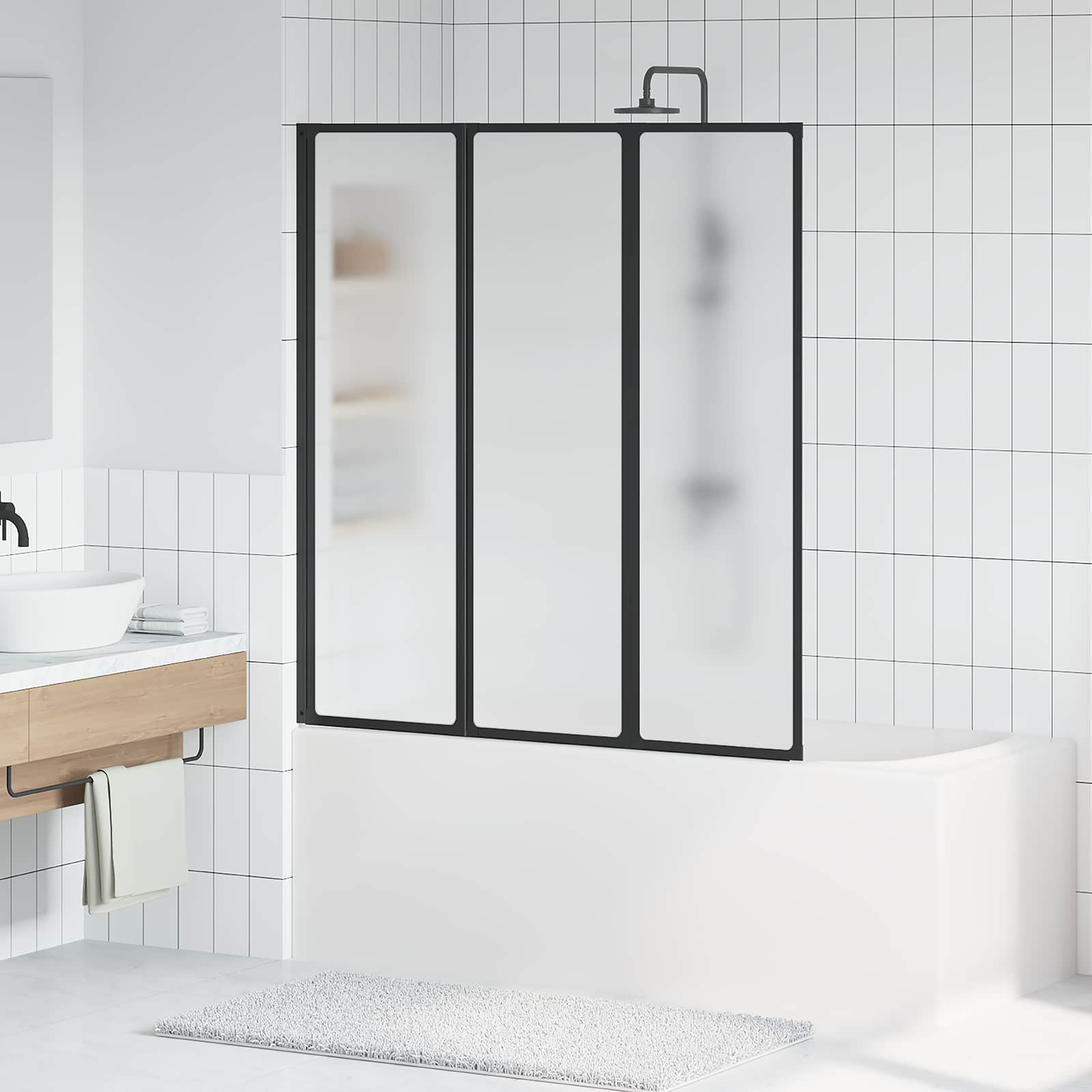 Suihkuseinä Musta 132 X 2 X 140 Cm Alumiini Ja Pp