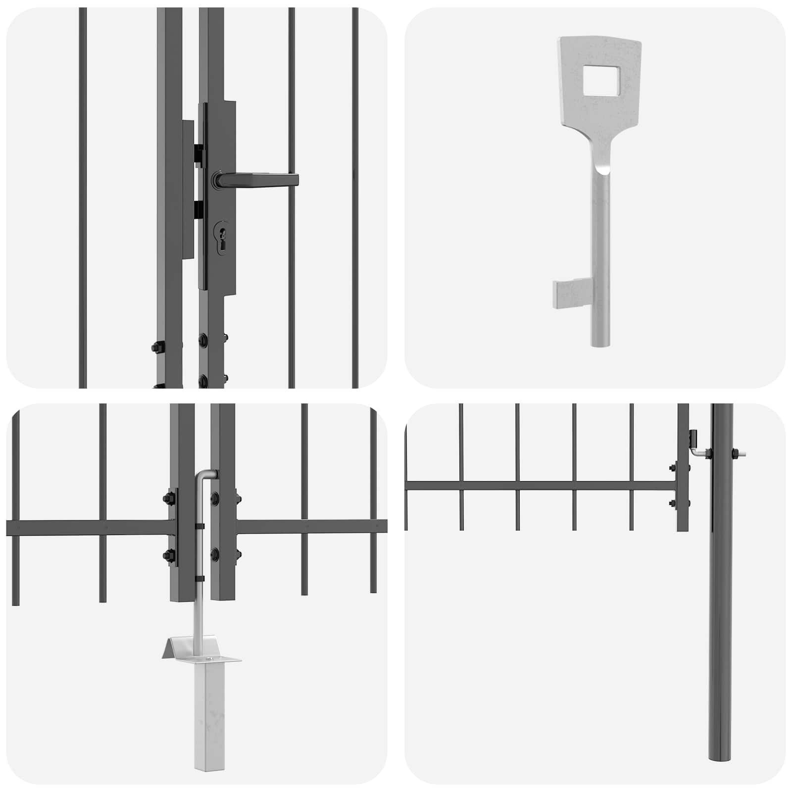 Puutarhaportti Lukkoon Woerden Harmaa 195 X 500 Cm Teräs