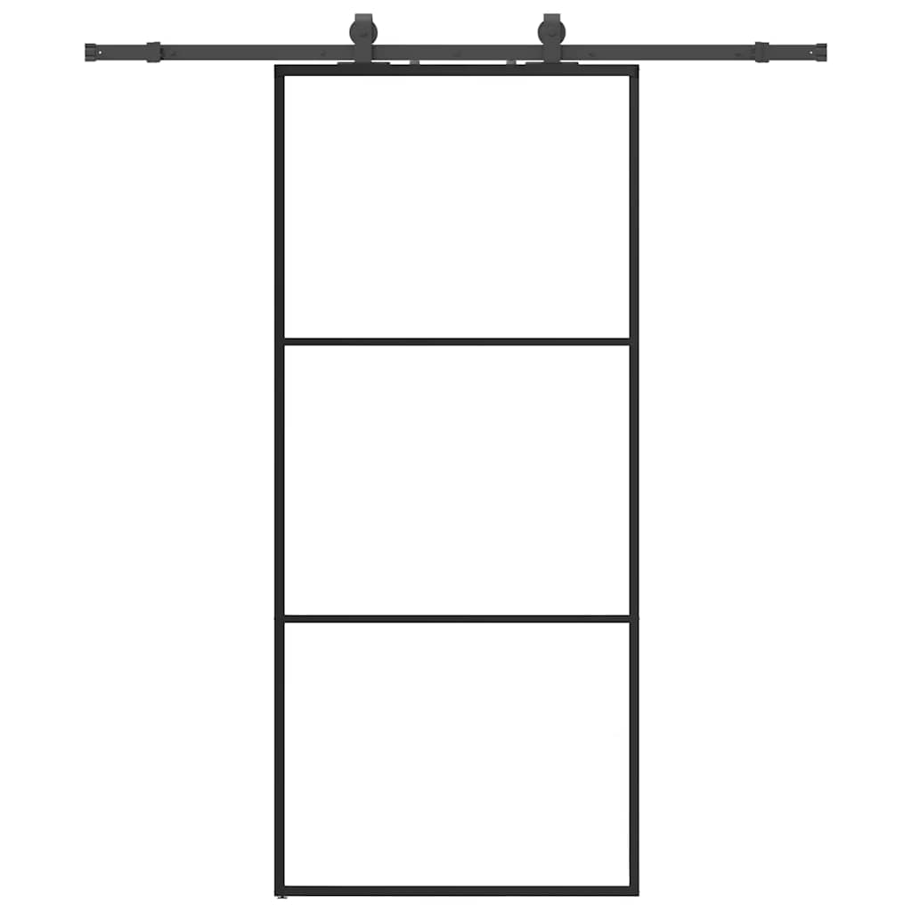 Liukuovi Asennustarvikkeilla Musta 90X205 Cm Esg Lasi