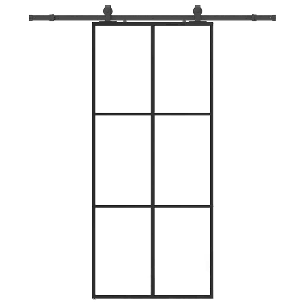 Liukuovi Asennustarvikkeilla Musta 90X205 Cm Esg Lasi