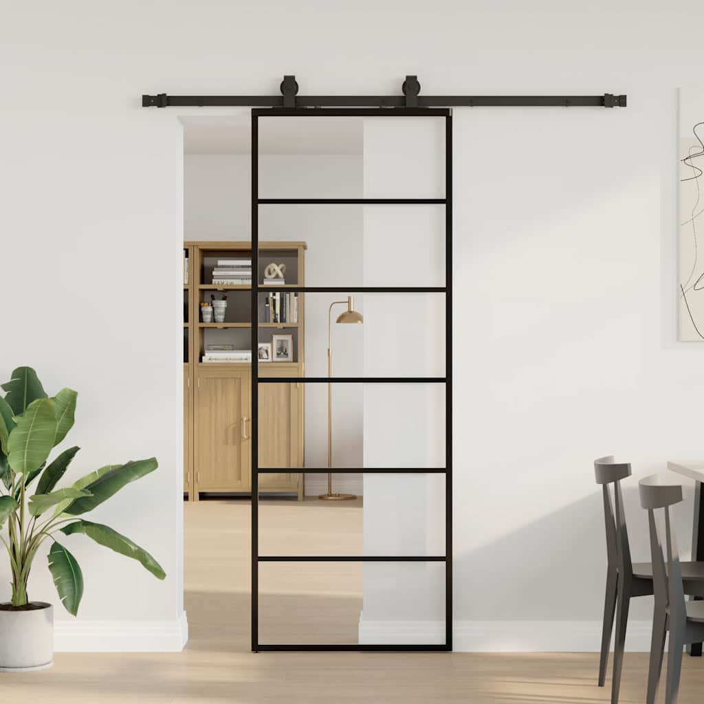 Liukuovi Asennustarvikkeilla Musta 76X205 Cm Esg Lasi