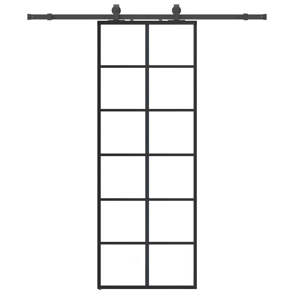 Liukuovi Asennustarvikkeilla Musta 76X205 Cm Esg Lasi