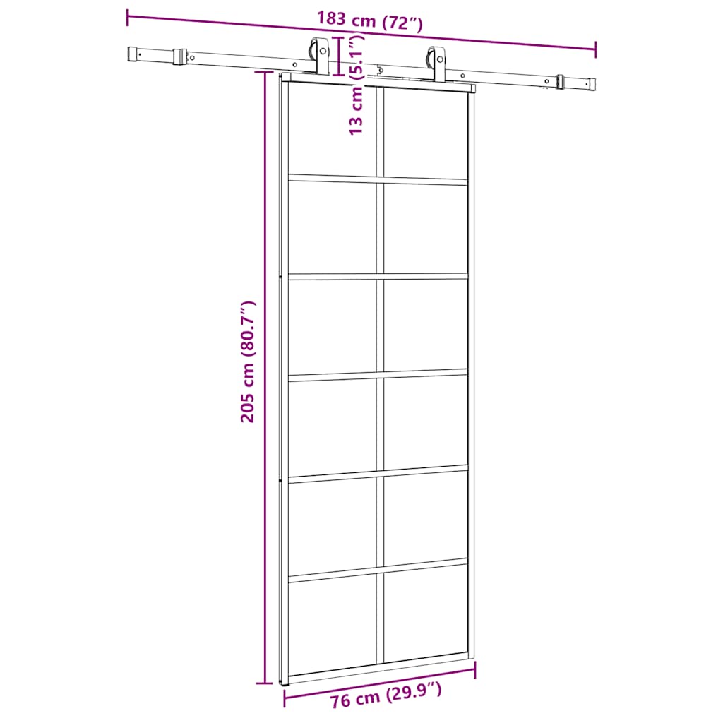 Liukuovi Asennustarvikkeilla Musta 76X205 Cm Esg Lasi