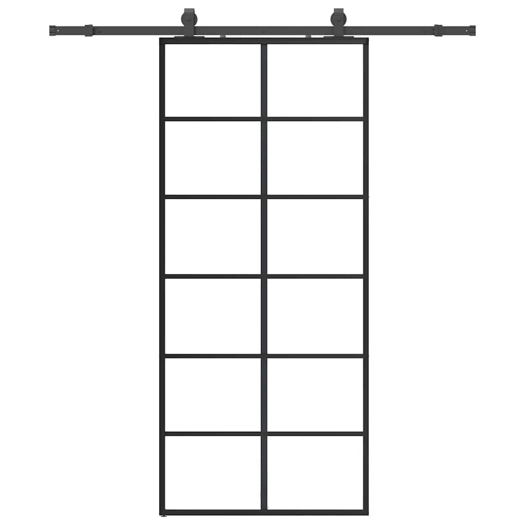 Liukuovi Asennustarvikkeilla Musta 90X205 Cm Esg Lasi
