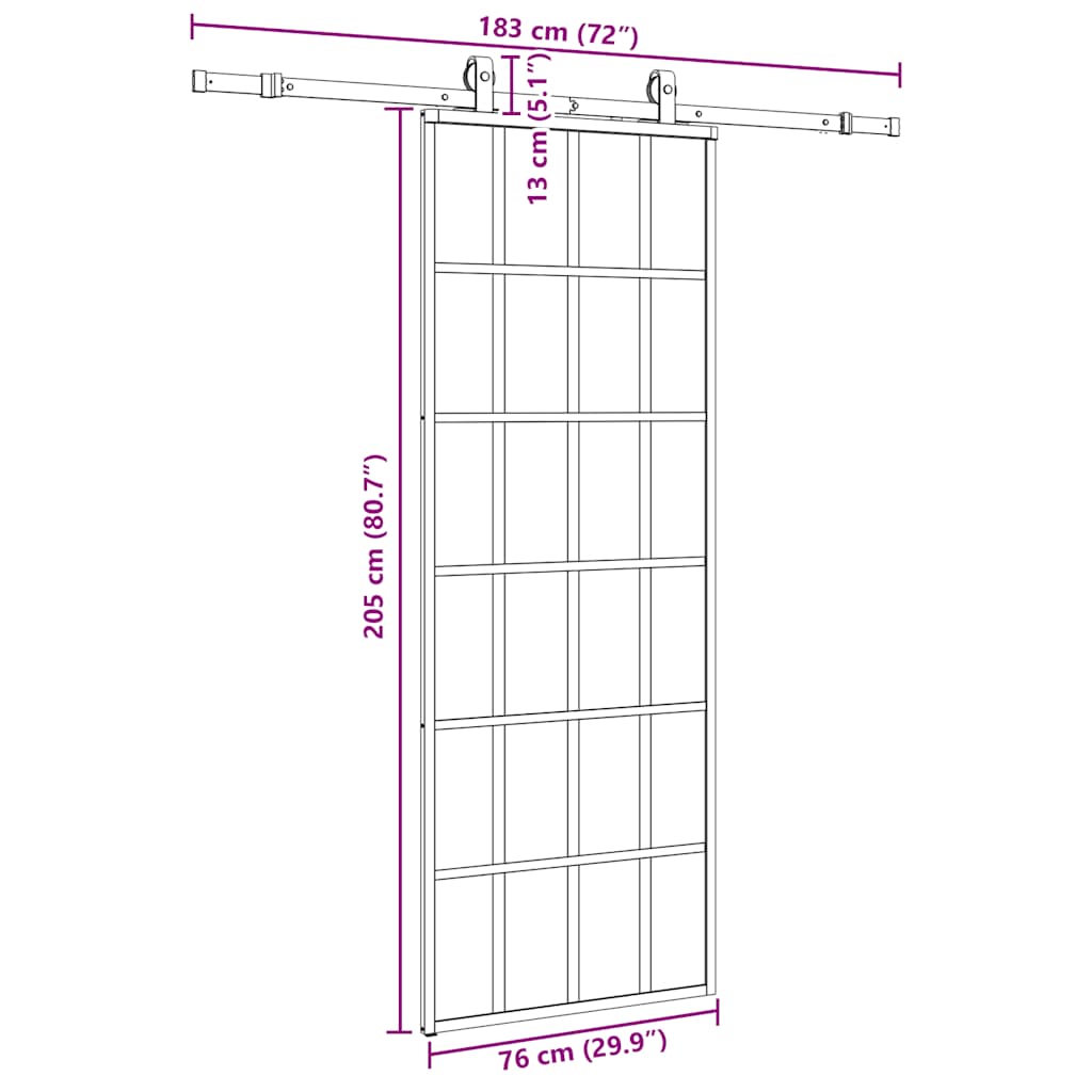 Liukuovi Asennustarvikkeilla Musta 76X205 Cm Esg Lasi