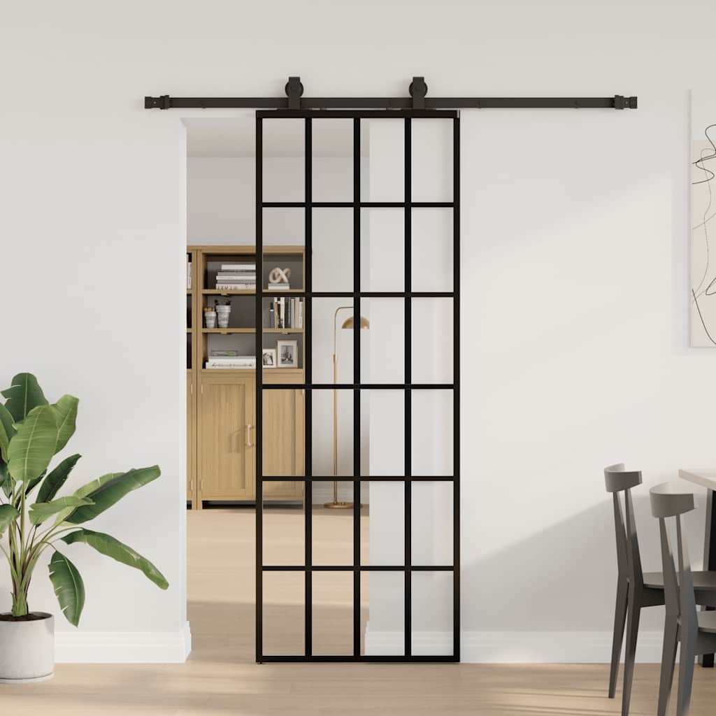 Liukuovi Asennustarvikkeilla Musta 76X205 Cm Esg Lasi
