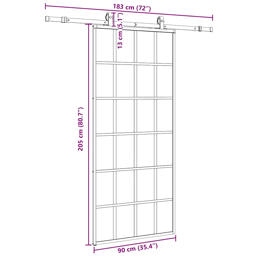 Liukuovi Asennustarvikkeilla Musta 90X205 Cm Esg Lasi