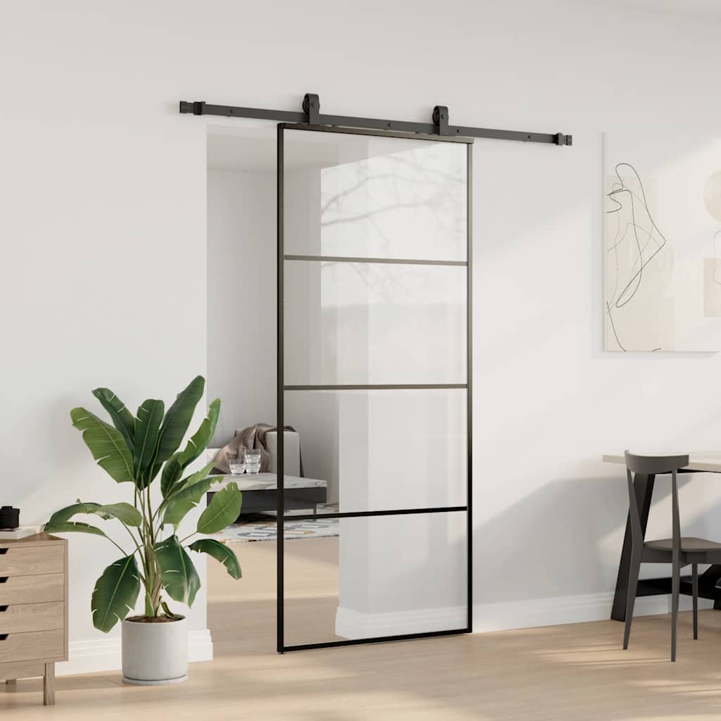 Liukuovi Asennustarvikkeilla Musta 90X205 Cm Esg Lasi