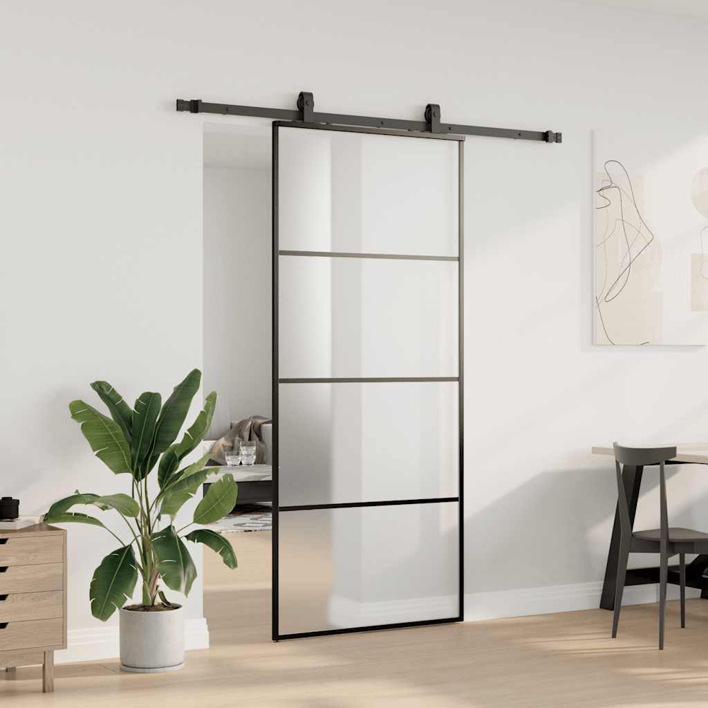 Liukuovi Asennustarvikkeilla Musta 90X205 Cm Esg Lasi