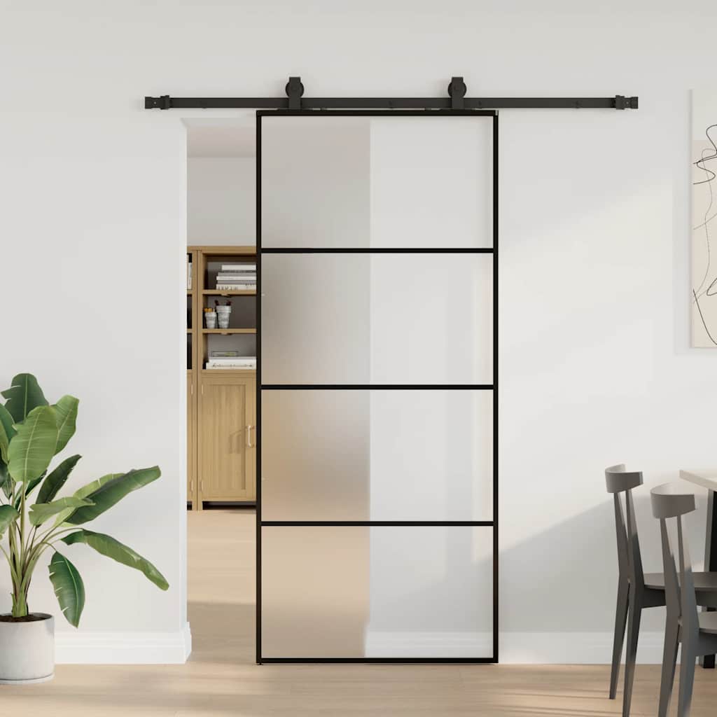 Liukuovi Asennustarvikkeilla Musta 90X205 Cm Esg Lasi