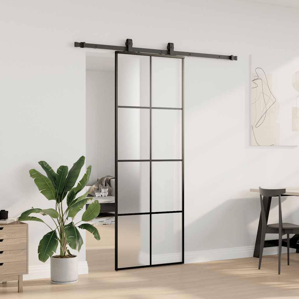 Liukuovi Asennustarvikkeilla Musta 76X205 Cm Esg Lasi