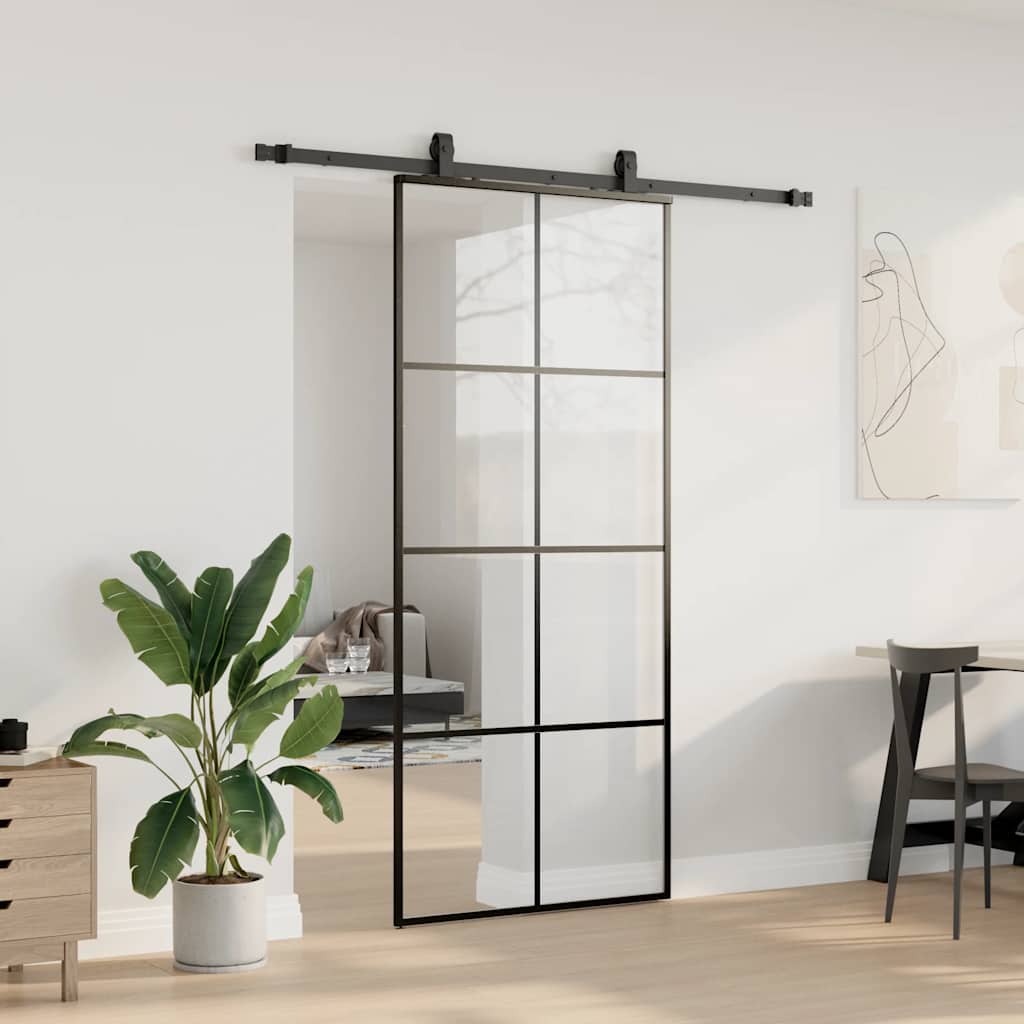 Liukuovi Asennustarvikkeilla Musta 90X205 Cm Esg Lasi