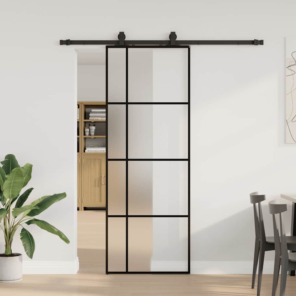 Liukuovi Asennustarvikkeilla Musta 76X205 Cm Esg Lasi