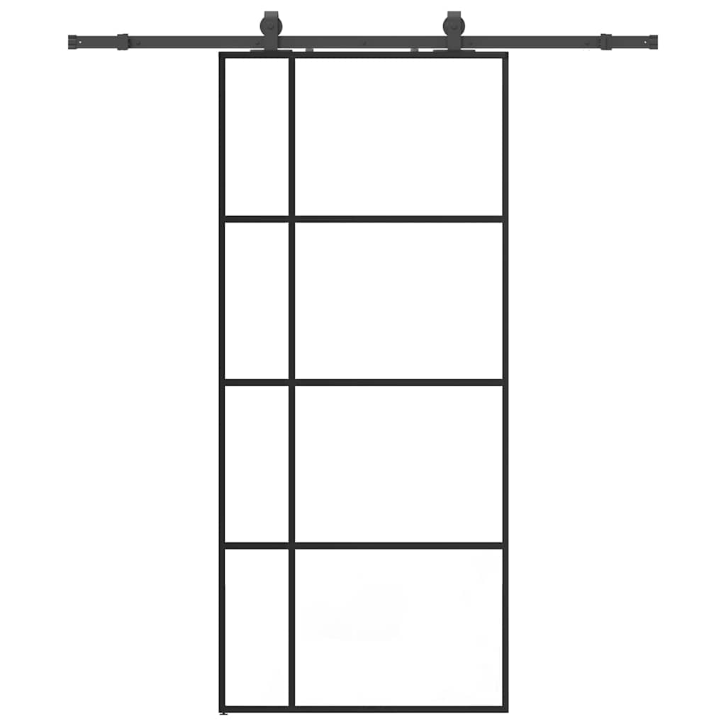 Liukuovi Asennustarvikkeilla Musta 90X205 Cm Esg Lasi
