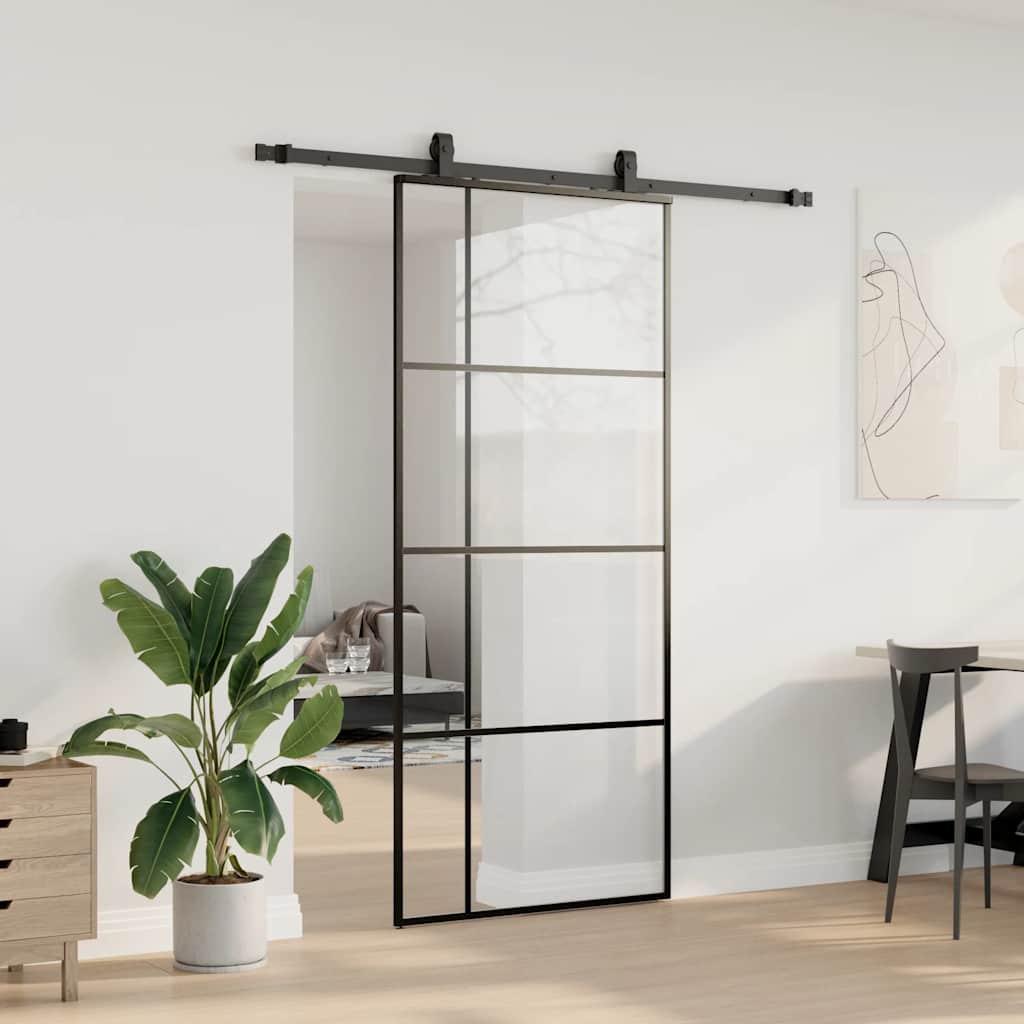 Liukuovi Asennustarvikkeilla Musta 90X205 Cm Esg Lasi
