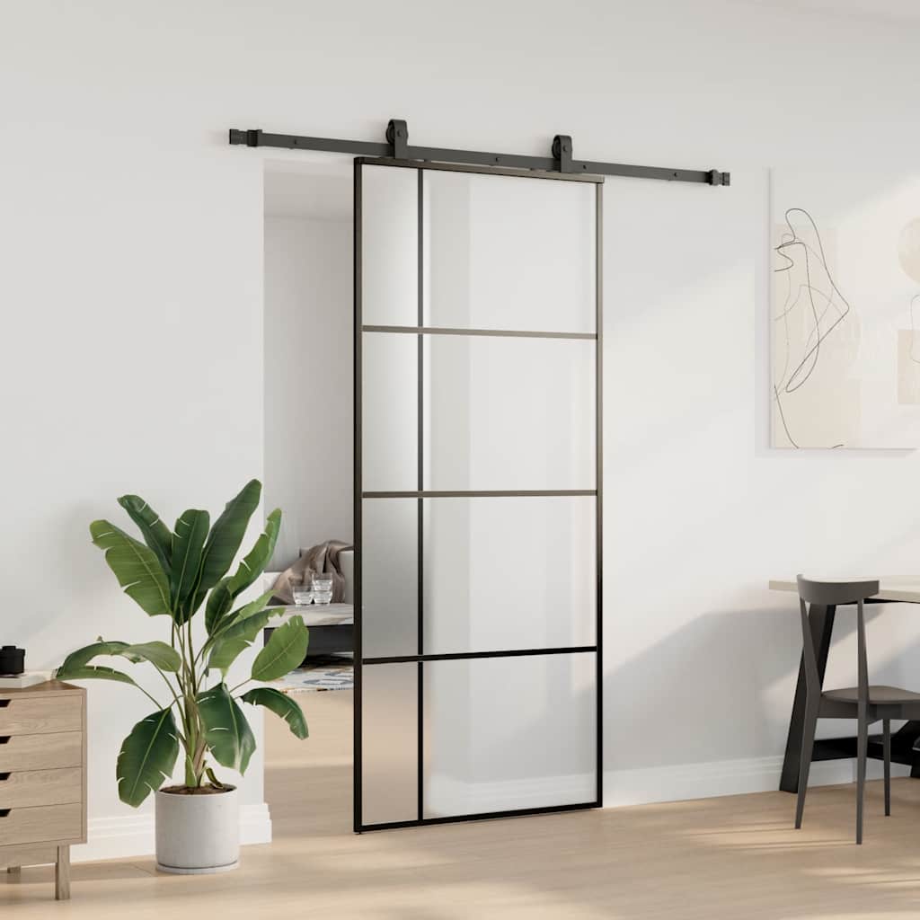 Liukuovi Asennustarvikkeilla Musta 90X205 Cm Esg Lasi