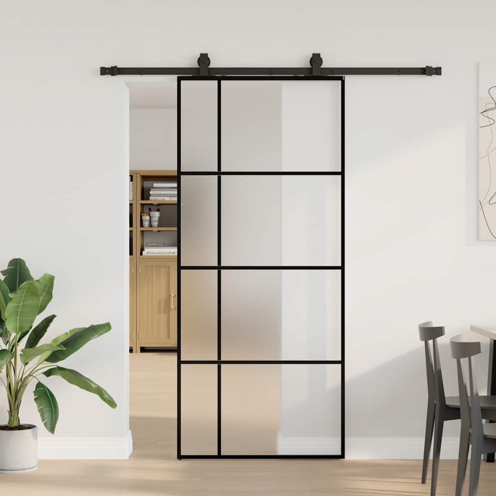 Liukuovi Asennustarvikkeilla Musta 90X205 Cm Esg Lasi