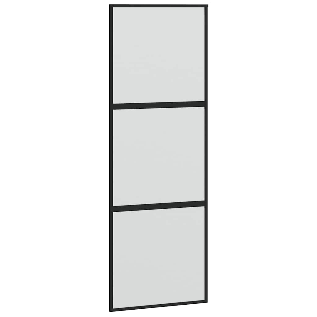 Liukuovi Laitteistosarjalla Musta 76X205 Cm Karkaistu Lasi