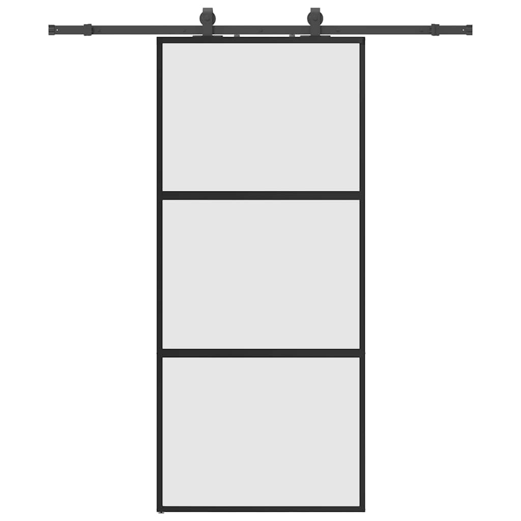 Liukuovi Laitteistosarjalla Musta 90X205 Cm Karkaistu Lasi