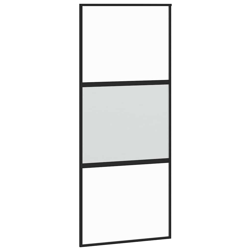 Liukuovi Laitteistosarjalla Musta 90X205 Cm Karkaistu Lasi