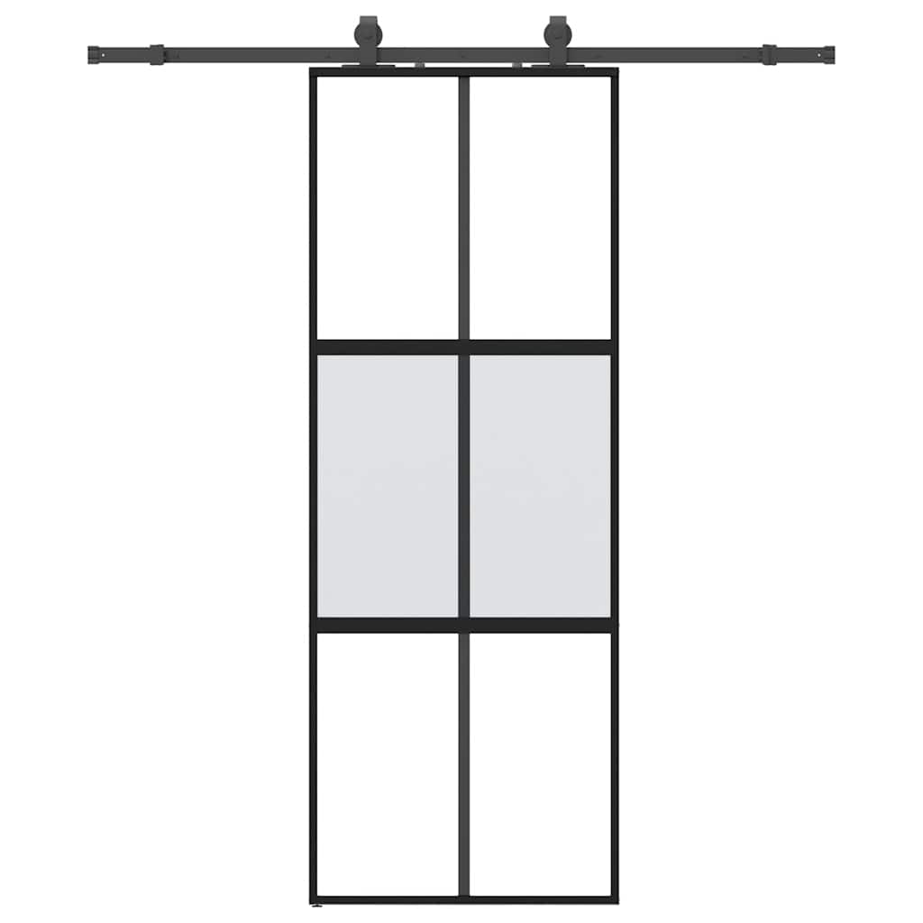 Liukuovi Laitteistosarjalla Musta 76X205 Cm Karkaistu Lasi