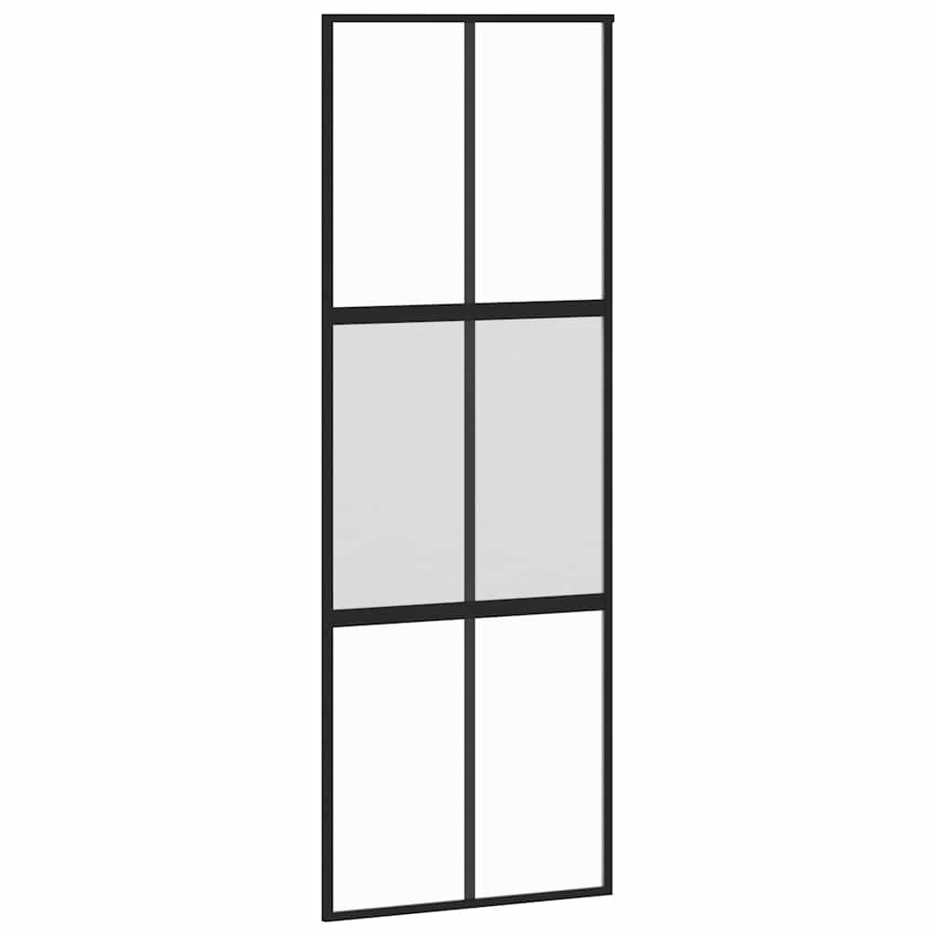 Liukuovi Laitteistosarjalla Musta 76X205 Cm Karkaistu Lasi
