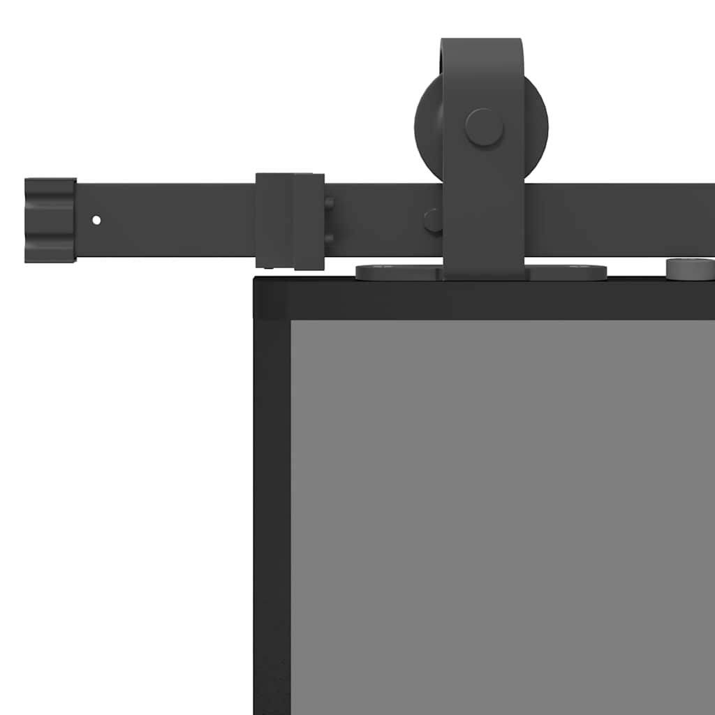 Liukuovi Laitteistosarjalla Musta 76X205 Cm Karkaistu Lasi
