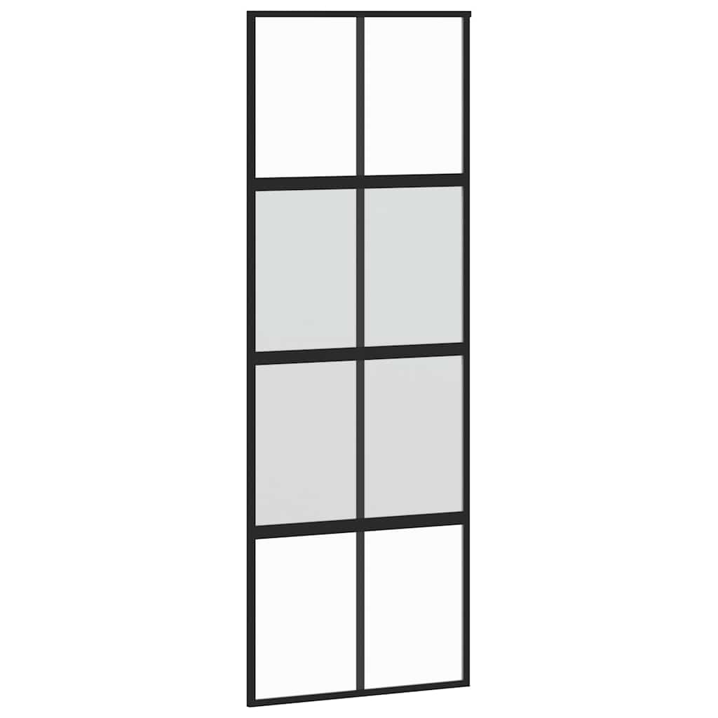 Liukuovi Laitteistosarjalla Musta 76X205 Cm Karkaistu Lasi